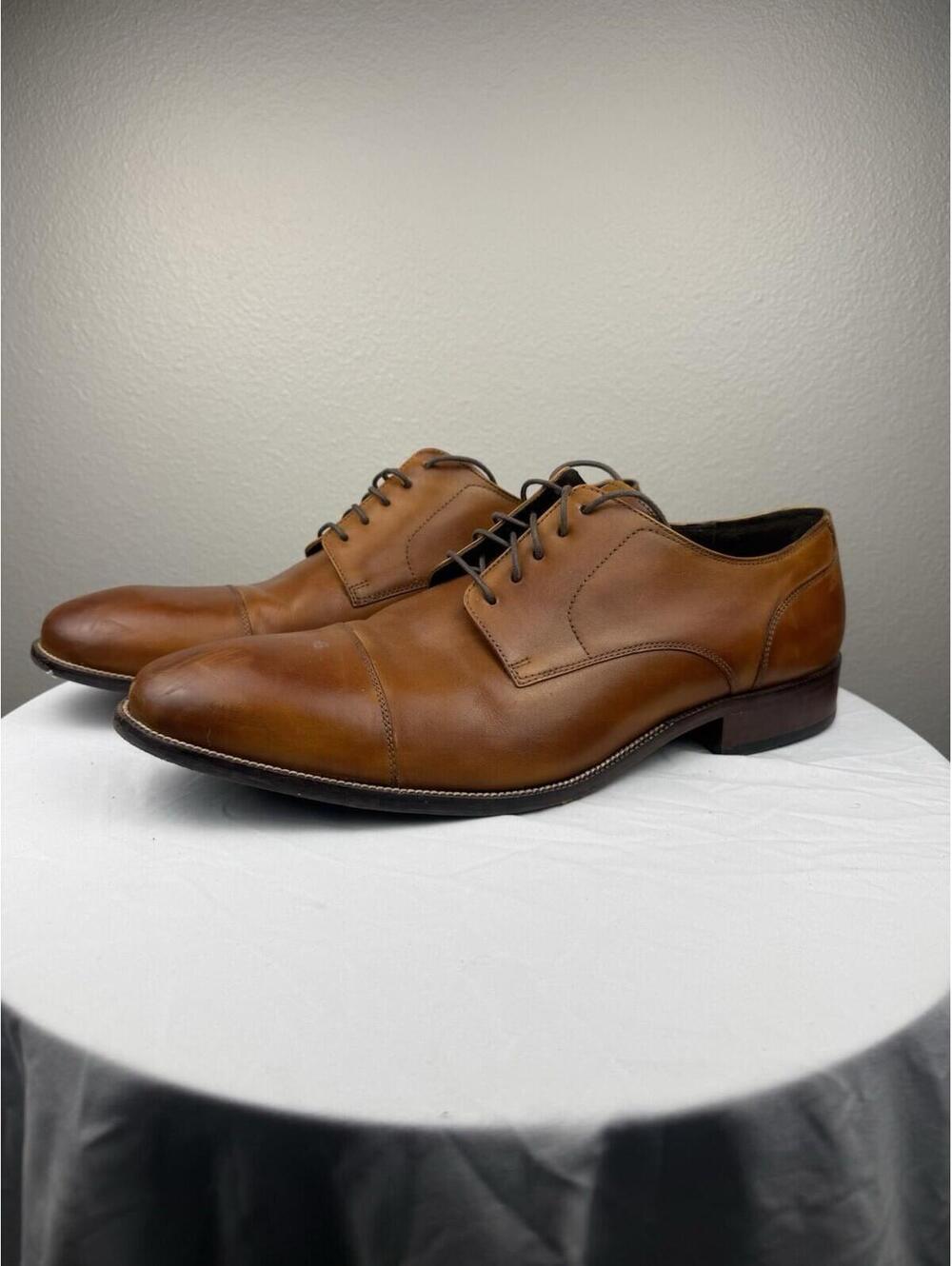 Cole Haan Mens 15M Brown Cap Toe Oxford Dress Shoes Leather Lace Up Size 15